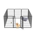 fxw Homeplus Unleashed Indoor Dog Playpen - Stress-Free and Safe Play, Heavy Duty 100cm Height 12 Panels Dog Pen for Medium and Large Dogs, Black│Patent Pending