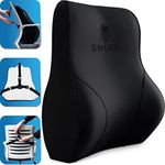 SNUGL Chair Back Support - Lumbar Support Cushion | Full Lumbar Support for Office Chair & Car Seat | Memory Foam | 3 Straps Locking & Non Slip Back Support for Office Chair - Office Accessory - Black