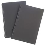 Spiral Notebooks, 2 Pack Blank Notebooks, 120 Pages Journals for study and notes, 26cm X 18.5cm, (Black, Blank)