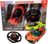 Power Box Big Thrill of Speed: RC Car with Steering Wheel Shaped Remote Control – Fast Sports Car Model 1:16