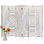 Salfanre 6 Panel Room Divider, Room Divider Screen, Room Divider Panel, Folding Screen Room Divider, 5.6 Ft, White