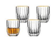 Godinger Double Old Fashioned Glass, DOF, Cup, Drinking, Stemless, Wine, Gold Trim