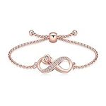 Urn Bracelet for Ashes Infinity Bracelet for Women Girl Cubic Zirconia Cremation Jewelry Gift for Human Memorial Keepsake Bracelet (Rose gold)