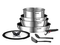 Tefal Ingenio L8979804 8-Piece Cookware Set for All Heat Sources Including Induction Non-Stick Coating, Stainless Steel, Stackable