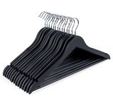 ilauke Sturdy Wooden Coat Hangers，20 Pack Strong Black Wooden Hangers for Clothes,Smooth & No Roughness Wood Clothes Hanger with 360°Swivel Hook for Adult Hangers Suits, Trousers, Shirts