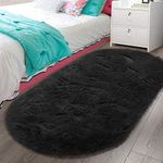 LOCHAS Ultra Soft Children Rugs Room Mat Modern Shaggy Area Rugs Home Decor 2.6' x 5.3', Black