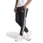 Adidas Men Essentials Fleece 3-Stripes Tapered Cuff Pants, S Black/White