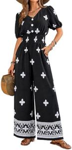 LOOKBOHO Jumpsuits for Women Dressy Short Sleeve Wide Leg Pants Rompers