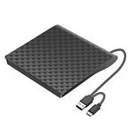 External CD/DVD Drive for Laptop, USB 3.0 Type-C CD Player Ultra Slim Portable CD DVD +/-RW External Optical Drive CD ROM Burner CD Reader Compatible with Laptop Desktop PC Windows Linux Mac OS