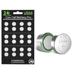 POWEROWL 24 Pcs LR44 Batteries, High Capacity 1.5V AG13 L1154F Batteries for Watches, Hearing Aids, Glucometer, Key Fobs, and Small Electronics