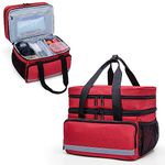 CURMIO Double Layer First Aid Bag Empty, Medical Bag, Emergency Medical Kits Bag, Medicine Storage Bag for Home and Travel, Red (Patented Design)