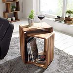 NISHANT HANDICRAFT Sheesham Wood Nesting Tables for Living Room | Wooden Bedside End Table | Set of 2 Stools | Honey Finish