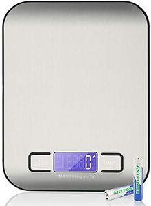 Kitchen Scales Digital, 11lb/5kg Ultra Thin Food/Cooking/Baking Scale,1g/0.1oz Precise Graduation 5 Units Tare Function Touch Button, Backlit LCD High Precision, Stainless Steel-5kg