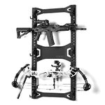 Savior Equipment Horizontal Steel Wall Mount Firearm Rifle Display Rack, Compound Bow Shotgun Carbine Gun Sword Tactical Vest Gear Hanger Free-Standing Indoor Storage Organizer, 10 Mounting Hooks (Obsidian Black, Up to 5 Firearms)