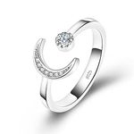 Sterling Silver Rings for Women Rings for Girls Womens Rings for Teen Girls Thumb Rings for Women Adjustable Rings for Women 925 Silver Rings Women Moon Star Rings Sterling Silver Ring