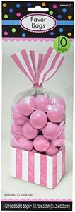 Amscan Sacchetti cellophane rettang. Striped 13x25 cm Rosa Pastello