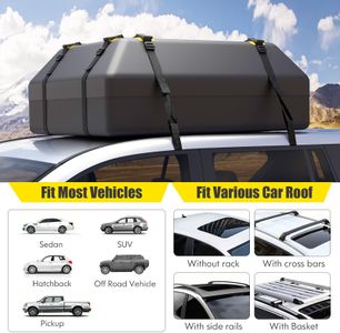 COSTWAY Car Roof Bag, 15 Cu Ft Waterproof Cargo Carrier – Black with Lock & Straps