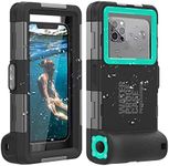 (2nd Gen) Universal Phone Waterproof Case for Most of Samsung Galaxy and iPhone Series, 50ft Underwater Photography Waterproof Housing, Diving Case for Surfing Snorkeling Photo Video (Black + Teal)