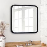 Americanflat 60 cm Square Black Frame Mirror with Rounded Corners - Wall Mirror for Bedroom, Bathroom, and Living Room - Large Mirror for Wall with Hanging Hardware