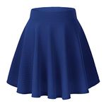 Urban Coco Women's Basic Solid Stretchy Flared Casual Mini Skater Skirt (XX-Large, Royal Blue)