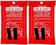 TONYKO 3.9 x 5.9ft Fiberglass Fire Blanket for Emergency Surival, Flame Retardant Protection and Heat Insulation (White-2PACK)