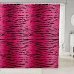 Feelyou Girls Pink Black Kids Bathroom Shower Curtain Set Zebra Stripes Bath Curtain for Boys Girls Safari Animal Print Shower Curtain Zoo Animal Fur Print Kids Bathroom Accessories 72"x72"