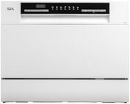 SIA TTD6W White Tabletop Mini Dishwasher, 6 Programmes, 6 Place Settings, LED Display, Ideal for Kitchen Counter Top, Caravans, Mobile Homes, 2 Years Parts and Labour Guarantee