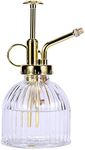 Eidoct Glass Plant Mister Spray Bottle, 6.5" Clear Glass Water Spray Bottle with Gold Top Pump Small Watering Can, Small Plant Sprayer Mister for Indoor Outdoor House Plant, Clear+Gold (Clear+Gold A)