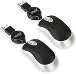 2Pack Mini Wired USB Mouse, EEEKit Retractable Cable Optical USB Mini Mouse, Compact USB Mouse for Kids Travel, Mini Mouse for Laptop Apple Mac HP Dell Lenovo Thinkpad Sony Asus Acer Tablet PC Laptop