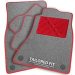 Car Mats to fit e-Niro [E] 2021+ Grey Carpet - Red Ribbed Trim - Red Rectangle Heel Pad [SAPP-2671]