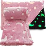 Ji and Ja® Blankets for Kids, Glow in The Dark Blanket Printed Blankets for Kids, Light Weight Soft Cozy All Season Blankets for Baby Boys & Girls, Star Moon - Big Size (Pink, Pack of 1)