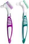 Mckkor Premium Hygiene Denture Cleaning Brush Set, Multi-Layered Bristles & Ergonomic Rubber Handle, for Denture Care(Purple & Green)