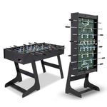 Goplus Folding Foosball Table, 48'' Full Competition Size Soccer Table with 2 Balls 22 Players, Space-Saving Foldable Arcade Game Table for Adults Family Night, Game Room, Party (Black)