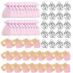 Zngou 20Sets Baby Shower Gifts for Guests Thank You Coming 20 Organza Bags Tags Favours Return Girls Boys Christening Souvenir (Pink with Feet) (4887T)