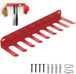 Wall Mount Baseball Bat Rack, Hold 16 Bats, Home Gym Sports Equipment Organizer Hanger, Olympic Barbells Holder, Heavy Duty Hooks for Hangs Bats,Gloves,Hats,Bags,Balls,Row Handles or Tools, Red