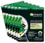 Garnier Moisture Bomb Purifying Sheet Mask with Hyaluronic Acid and Charcoal, 6 Pack, 6 x 28 g