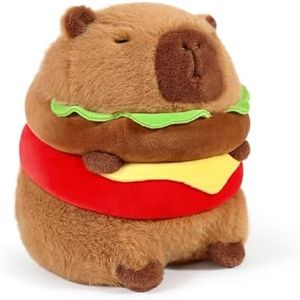 Ditucu Cute Hamburger Capybara Plush Burger Food Capibara Stuffed Animals Plushies Toys Hugging Gifts for Kids Brown 7.8 inch