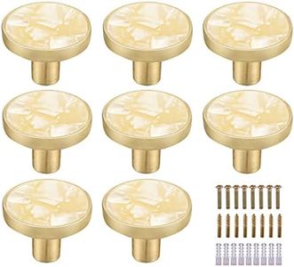 Kyrio - 8 perillas de latón y mármol para gabinete, tiradores decorativos blancos redondos para manijas de cajón para gabinete, perillas doradas, accesorios de cocina (8, estilo D)