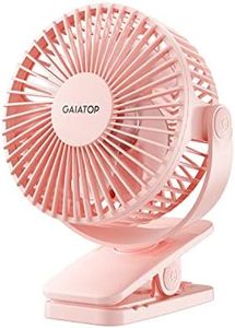 Gaiatop Portable Clip on Fan Battery Operated, Small Powerful USB Desk Fan, 3 Speed Quiet Rechargeable Mini Table Fan, 360° Rotate Personal Cooling Fan for Home Office Stroller Camping Pink