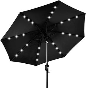 Best Choice Products 10ft Solar Polyester LED Lighted Patio Umbrella w/Tilt Adjustment and UV-Resistant Fabric - Black