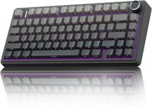 AULA F75 75% Side-Engraved Keycaps Wireless Mechanical Keyboard | Hot Swappable | Pre-lubed Linear Switches | RGB Backlit | 2.4GHz/Type-C/Bluetooth Keyboard (Gradient Gray, Reaper Switch)