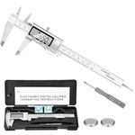 Harboan Digital Caliper Measuring Tool, Stainless Steel Vernier Caliper Digital Micrometer with Large LCD Screen, 6 Inch/150mm Caliper Tool for DIY/Household (Stainless Steel, Plastic, Metal)