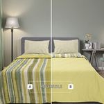 SleepX 100% Soft Mercerised Cotton Reversible Microfiber Comforter - Diamond Quilting- Single 88"X60" - Green Banana