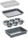 Chicago Metallic Non-Stick Toaster Oven Bakeware Set, 4-Piece, Carbon Steel