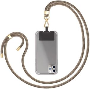 ZhinkArts - Cadena para teléfono móvil universal - cordón para colgar - compatible con iPhone - Samsung Galaxy - Huawei - Xiaomi - Necklace - Taupe/Beige
