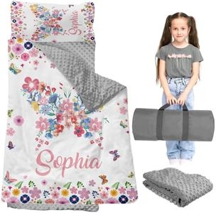 Lewari Custom Name Butterfly Toddler Sleeping Mat for Girls Boys, Personalized Floral Kindergarten Nap Mats Fits Toddlers Kids, Personalized Slumber Bags During Daycare or Preschool