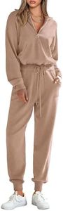 PRETTYGARDEN Women's 2 Piece Sweatsuits Set Fall Outfits(Khaki,L)