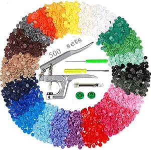 Efivs Arts 1000 Sets T5 Snap Buttons with Plastic Snap Press Pliers Set for Sewing and Crafting-25 Colors