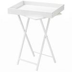 HOOBRO Folding TV Tray Table for Eating, Snack Dinner Side Table with Removable Serving Tray, Foldable Bedside Occasional Coffee Table, Laptop Table for Small Space, White EWW29BZ01