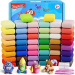 iFergoo Air Dry Clay, 50 Colours Modelling Clay for Kids, Safe and No-Toxic Modeling Clay & Dough, Soft & Stretchable DIY Magic Clay with Tools, Children Boys Girls Toys